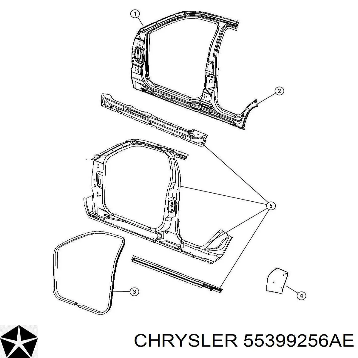 55399256AE Chrysler Compactador da porta dianteira (na carroçaria)
