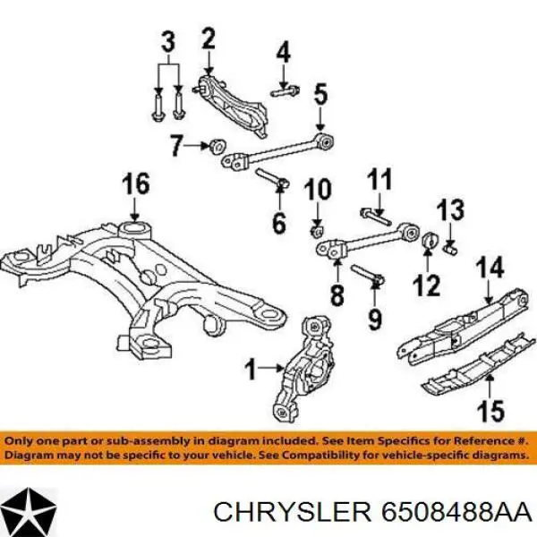 6508488AA Chrysler Parafuso de fixação do braço oscilante inferior traseiro, interno
