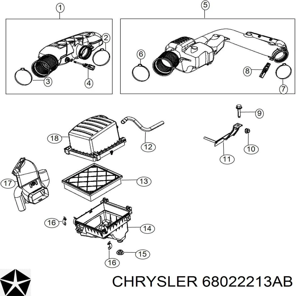 Tomada de ar de filtro de ar Chrysler 68022213AB preço, a partir de 59,33 USD