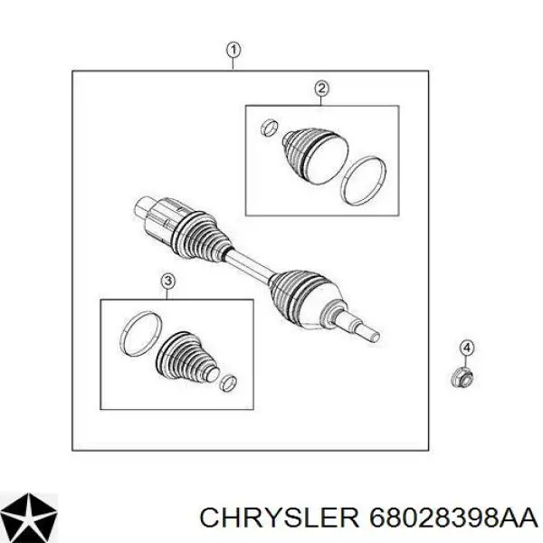 Semieixo (acionador) dianteiro Chrysler 68028398AA preço, a partir de 151,79 USD