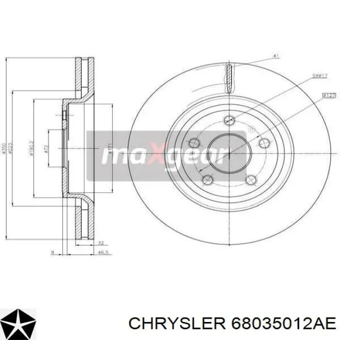 Compre 68035012AE Chrysler Disco do freio dianteiro