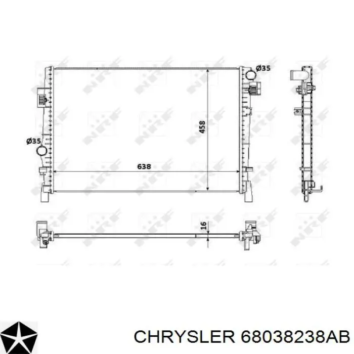 68038238AB Chrysler Radiador de esfriamento de motor