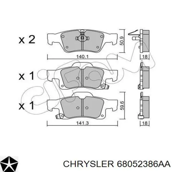 Sapatas do freio traseiras de disco Chrysler 68052386AA preço, a partir de 43,87 USD