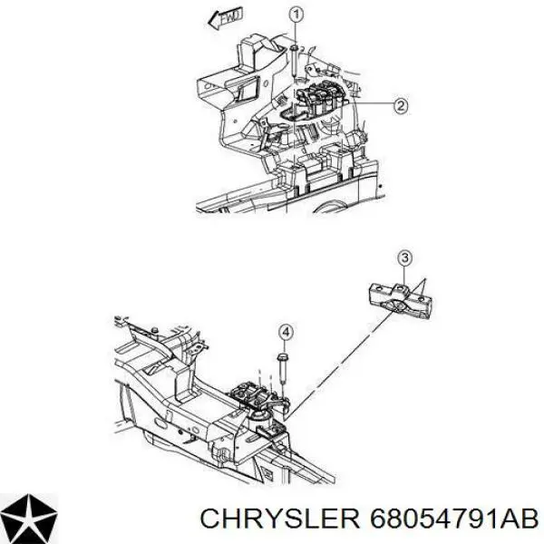 68054791AB Chrysler Coxim (suporte) direito de motor