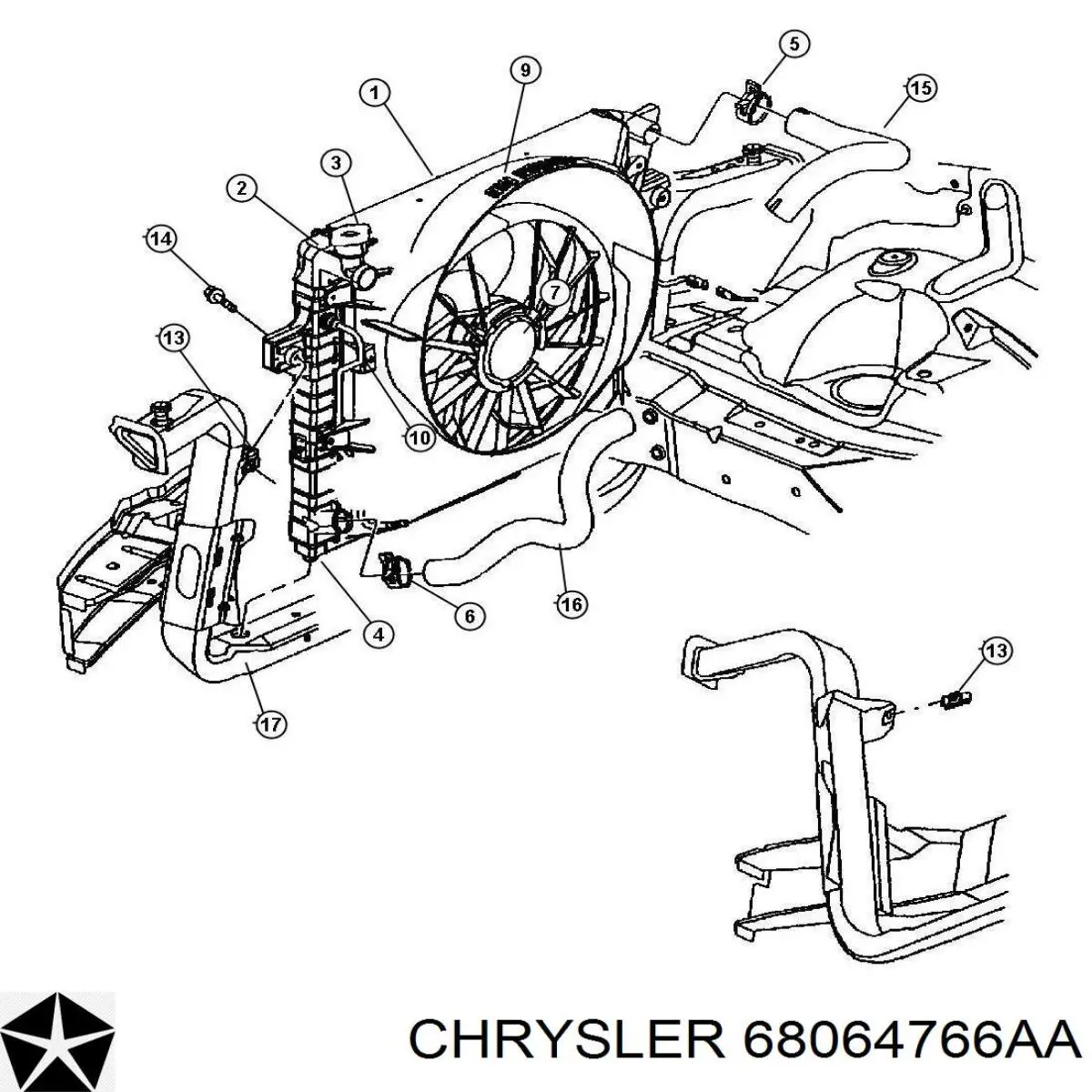 Acoplamento viscoso de ventilador de esfriamento Chrysler 68064766AA preço, a partir de 66,92 USD