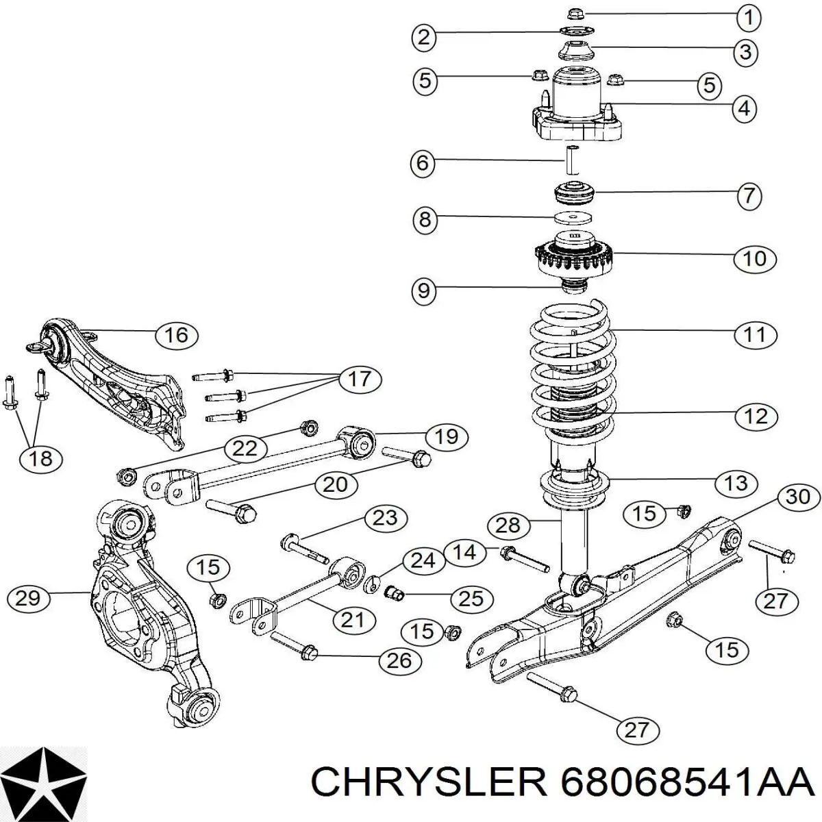 68068541AA Chrysler Pára-choque (grade de proteção) de amortecedor traseiro