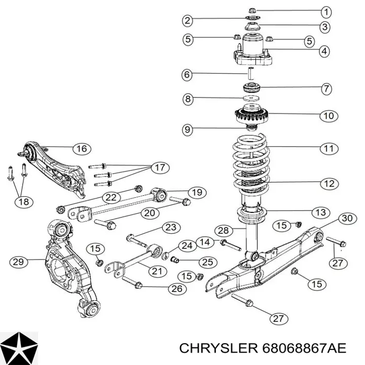 68068867AE Chrysler Amortecedor traseiro