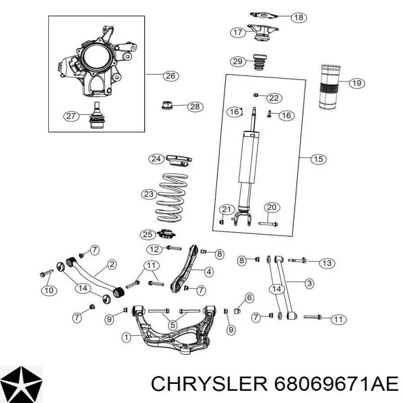 Amortecedor traseiro Chrysler 68069671AE preço, a partir de 81,12 USD