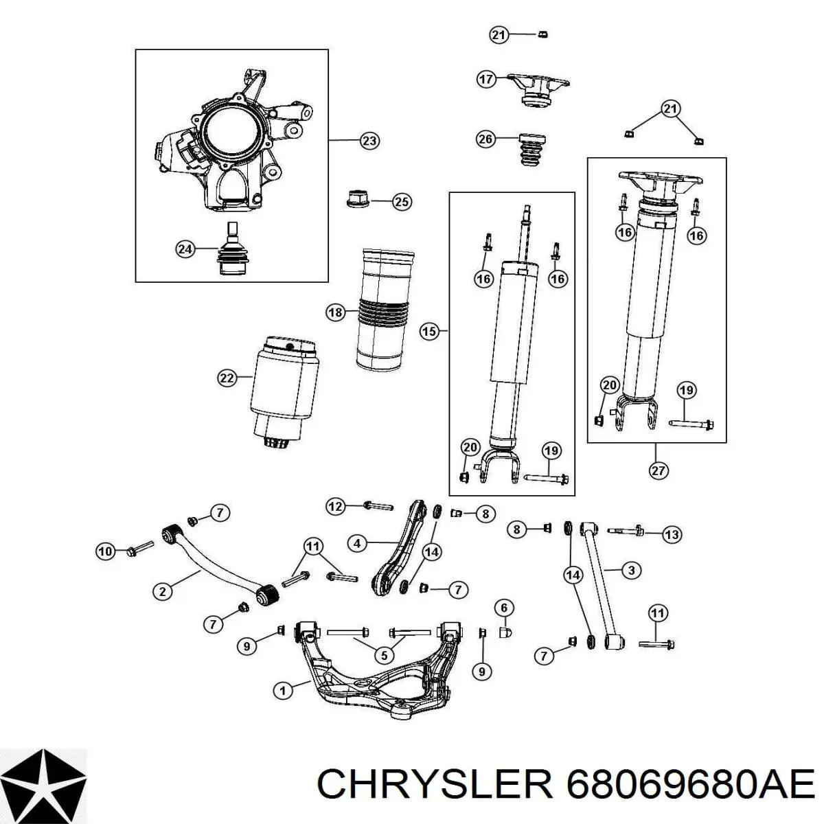 68069680AE Chrysler Amortecedor traseiro
