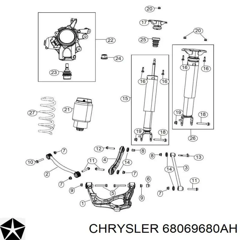 Compre 68069680AH Chrysler Amortecedor traseiro