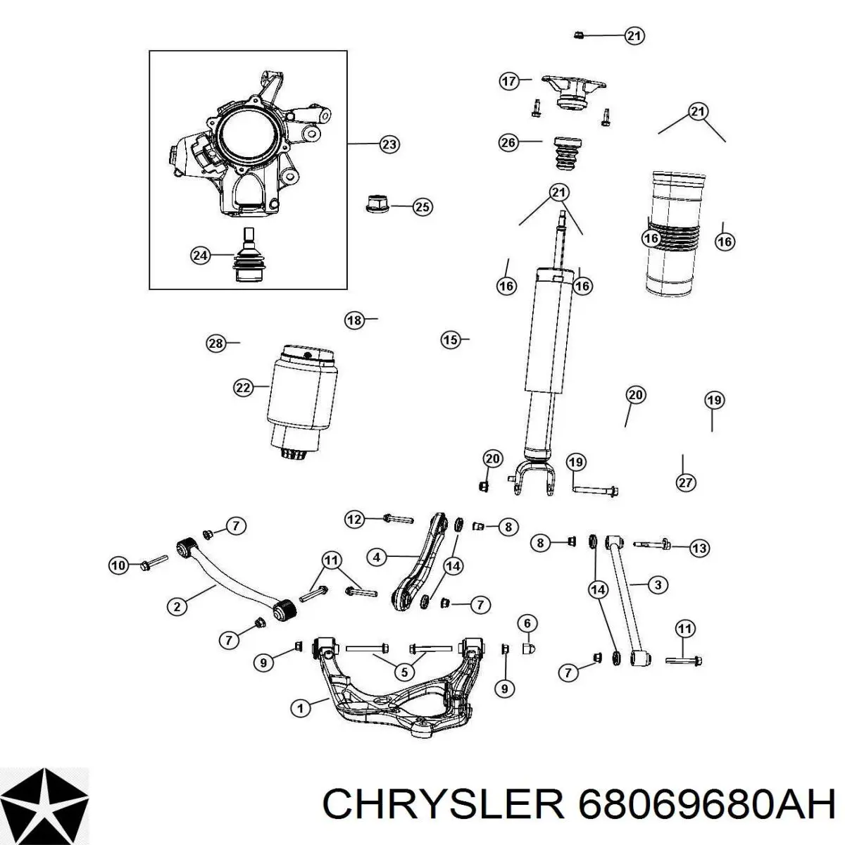 Amortecedor traseiro 68069680AH Chrysler