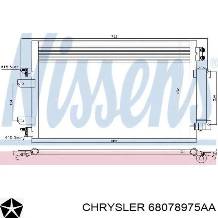 68078975AA Chrysler Radiador de aparelho de ar condicionado