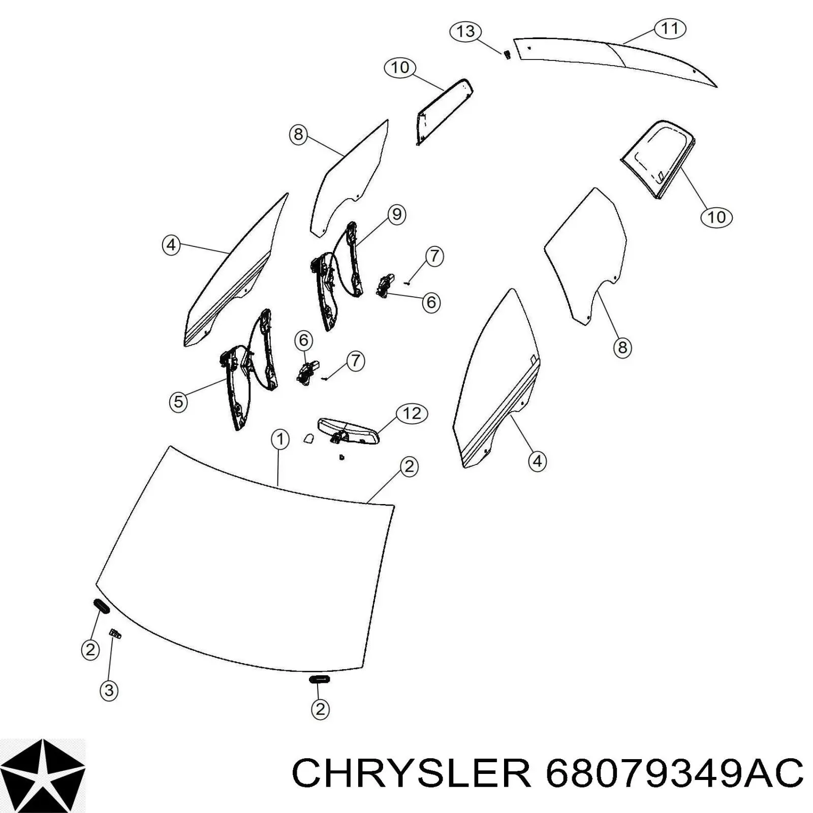 68079349AC Chrysler Placa sobreposta (tampa) de suporte de espelho de salão