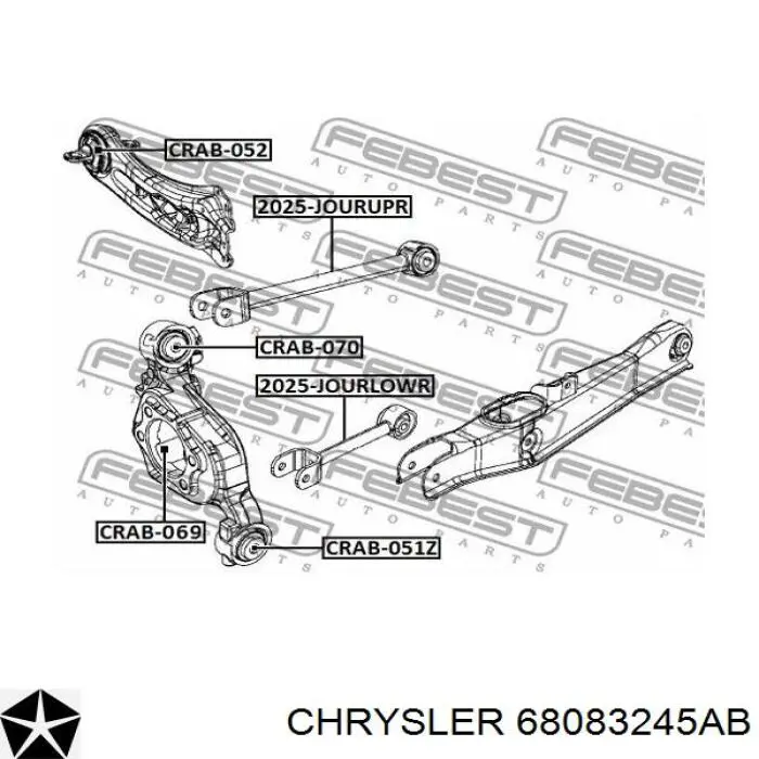 Pino moente (extremidade do eixo) traseiro esquerdo Chrysler 68083245AB preço, a partir de 46,53 USD