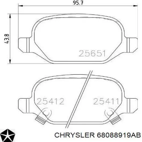 Compre 68088919AB Chrysler Sapatas do freio traseiras de disco