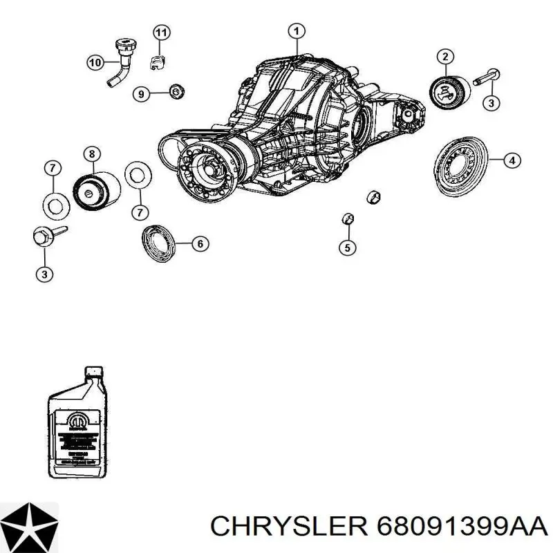 68091399AA Chrysler Bloco silencioso (coxim) de dianteiro redutor do eixo traseiro