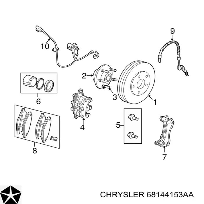 Kit de reparação de suporte do freio dianteiro Chrysler 68144153AA preço, a partir de 15,32 USD