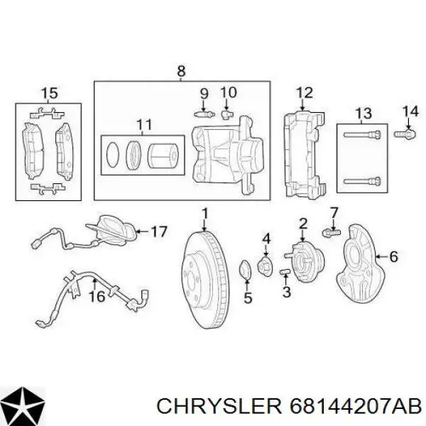 Suporte do freio traseiro esquerdo Chrysler 68144207AB preço, a partir de 130,45 USD