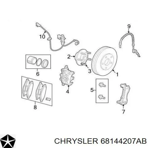 Compre 68144207AB Chrysler Suporte do freio traseiro esquerdo