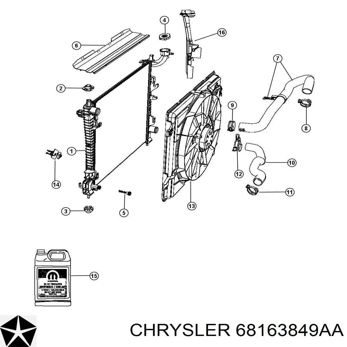 68163849AB Chrysler Fluido de esfriamento