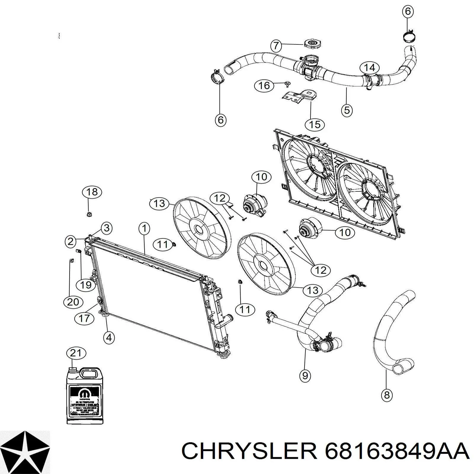 Fluido de esfriamento Chrysler 68163849AB preço, a partir de 35,65 USD