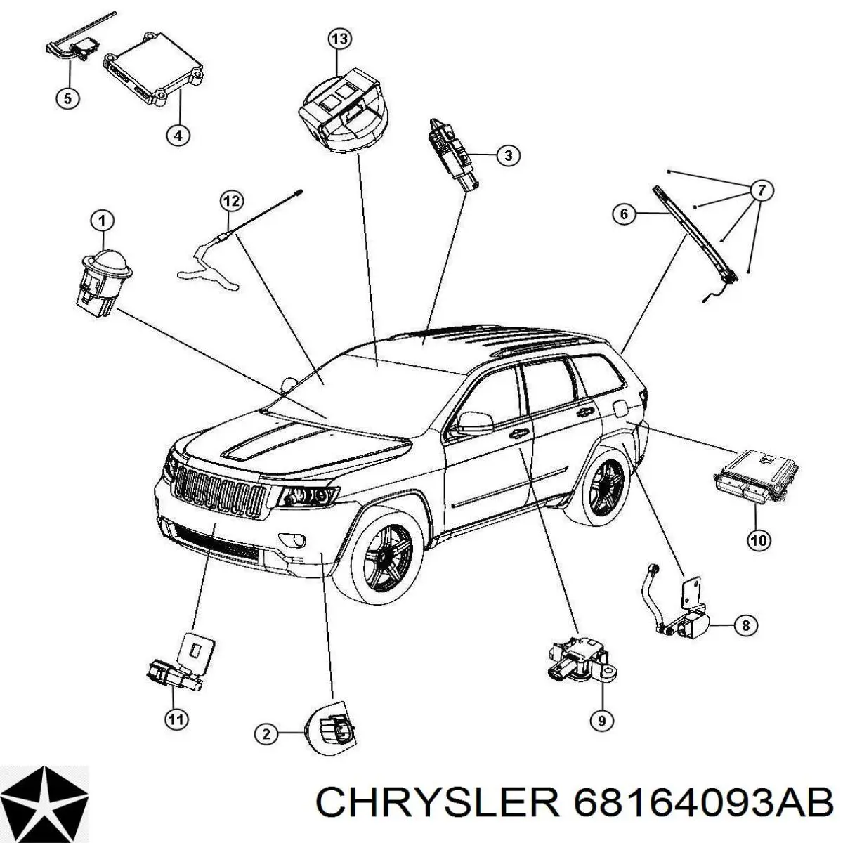 Compre 68164093AB Chrysler Sensor dianteiro esquerdo do nível de posição de carroçaria