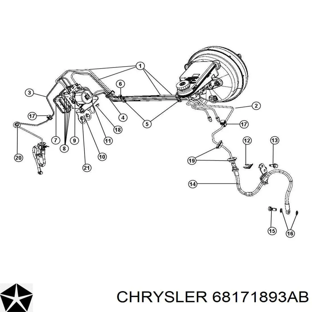 68171893AA Chrysler Mangueira do freio dianteira esquerda