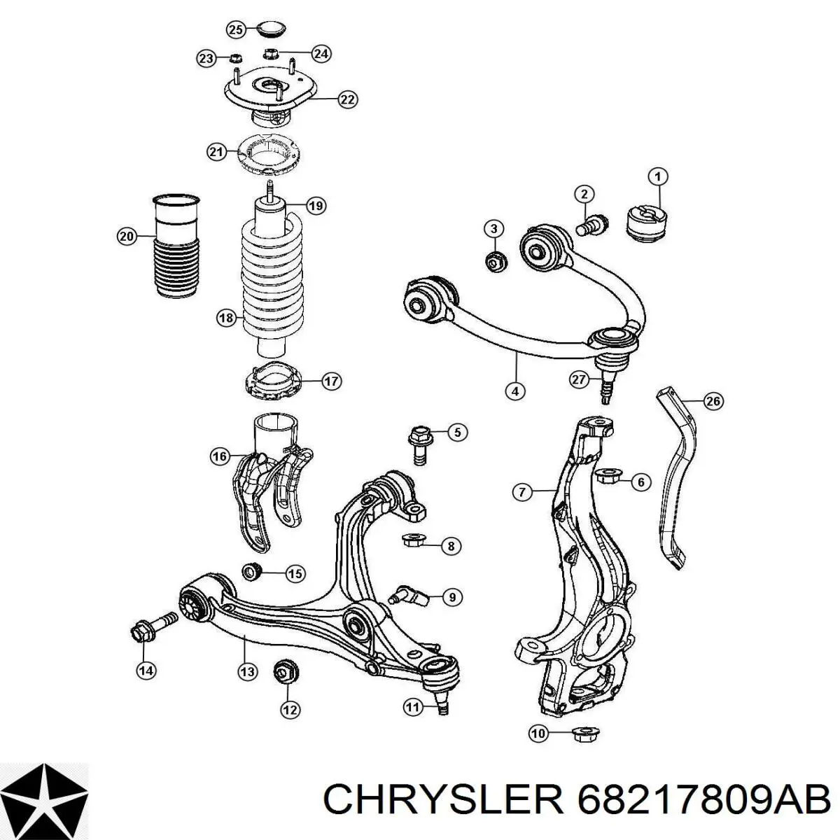 68217809AB Chrysler Braço oscilante superior esquerdo de suspensão dianteira