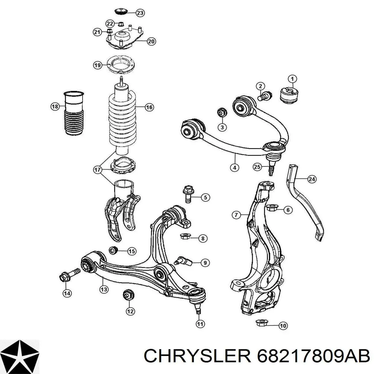 Braço oscilante superior esquerdo de suspensão dianteira Chrysler 68217809AB preço, a partir de 34,41 USD