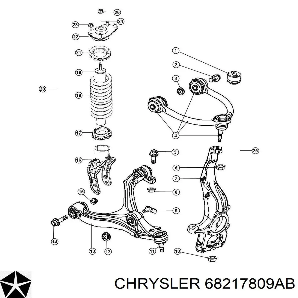 Compre 68217809AB Chrysler Braço oscilante superior esquerdo de suspensão dianteira