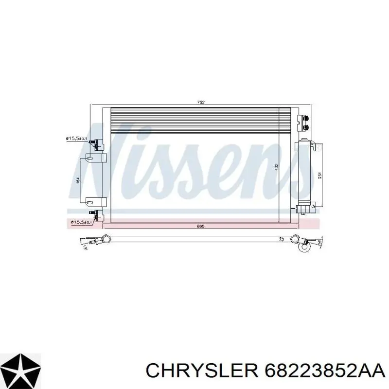 68223852AA Chrysler Radiador de aparelho de ar condicionado