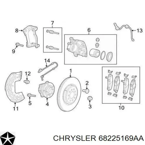 68225169AD Chrysler Suporte do freio dianteiro esquerdo