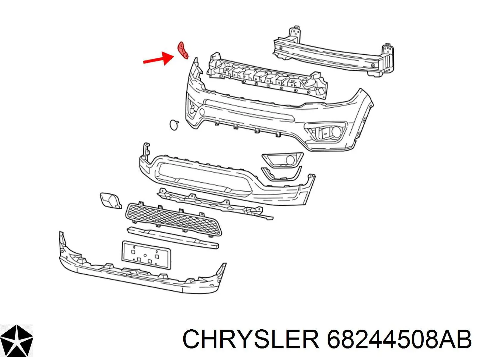 68244508AB Chrysler Consola do pára-choque dianteiro direito