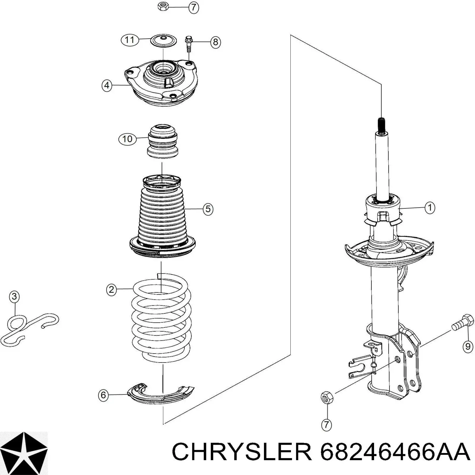 Pára-choque (grade de proteção) de amortecedor traseiro + bota de proteção Chrysler 68246466AA preço, a partir de 30,26 USD