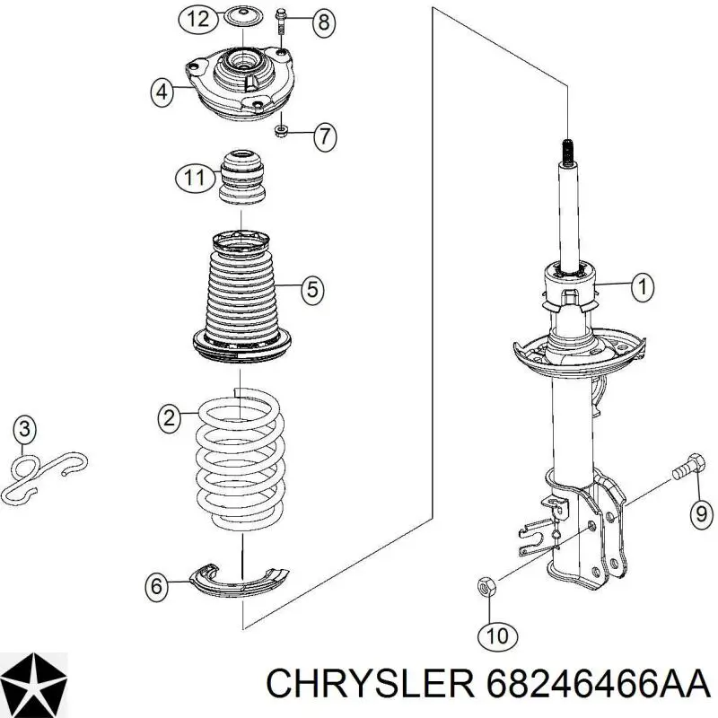 Compre 68246466AA Chrysler Pára-choque (grade de proteção) de amortecedor traseiro + bota de proteção