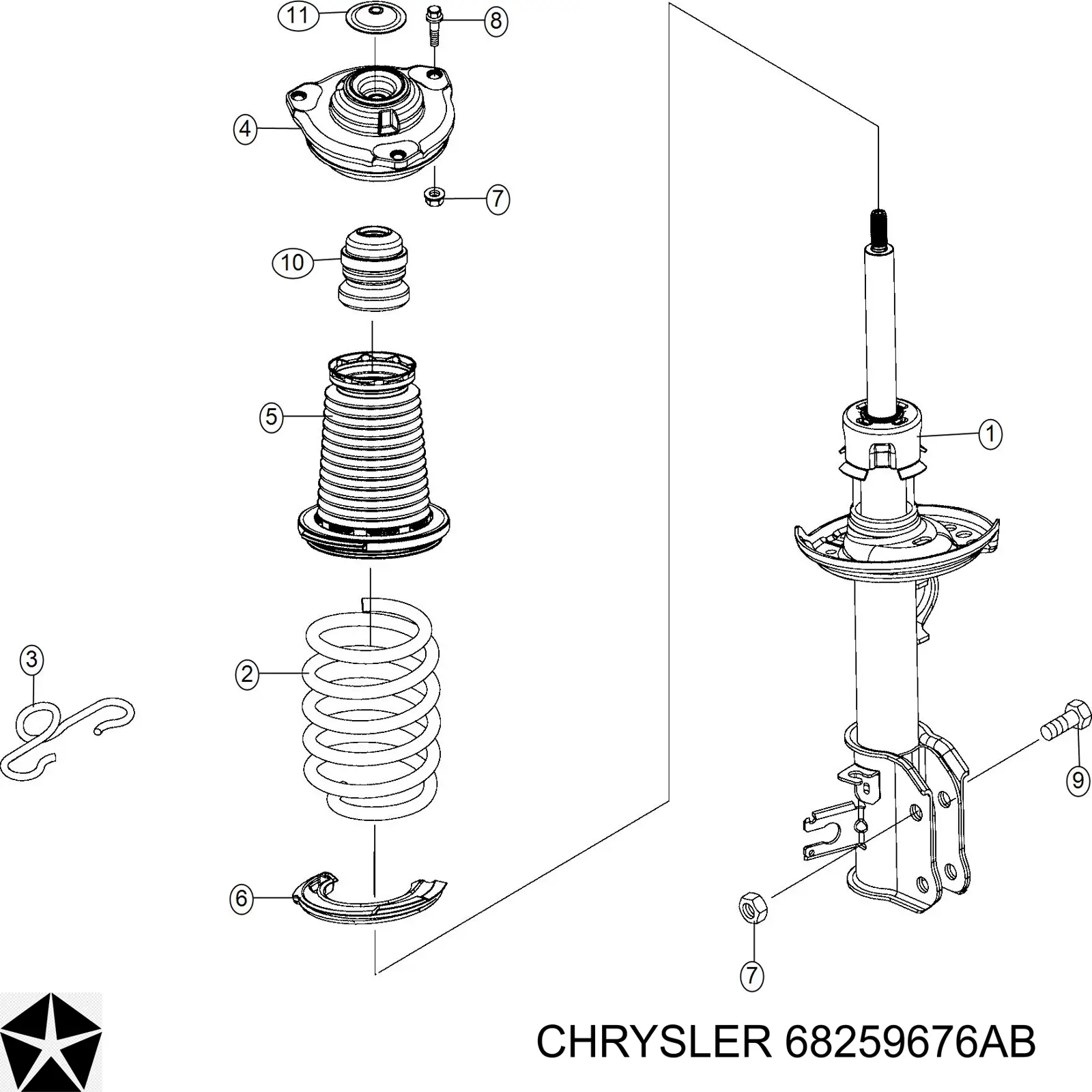 68259676AB Chrysler Amortecedor dianteiro direito