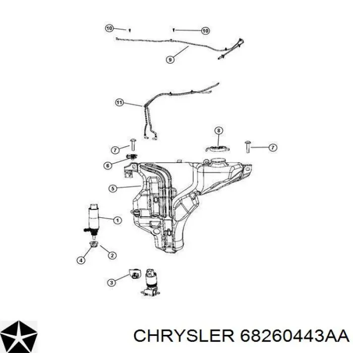 Compre 68260443AA Chrysler Injetor de fluido para lavador de pára-brisas
