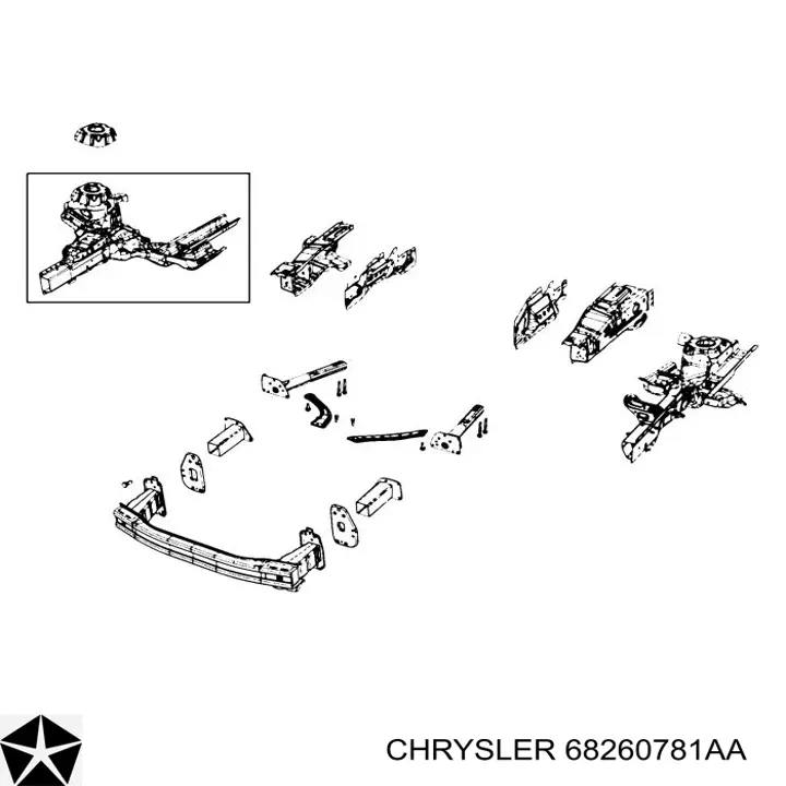 68260781AA Chrysler Consola de reforçador do pára-choque dianteiro