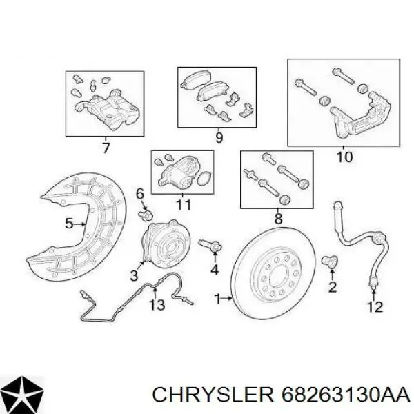 68263130AA Chrysler Suporte do freio traseiro esquerdo