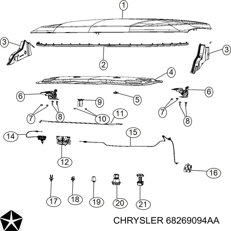 Pára-choque (grade de proteção) da capota Chrysler 68269094AA preço, a partir de 16,40 USD