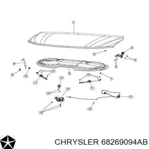 68269094AA Chrysler Pára-choque (grade de proteção) da capota