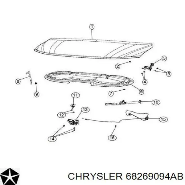 Pára-choque (grade de proteção) da capota Chrysler 68269094AB preço, a partir de 16,40 USD