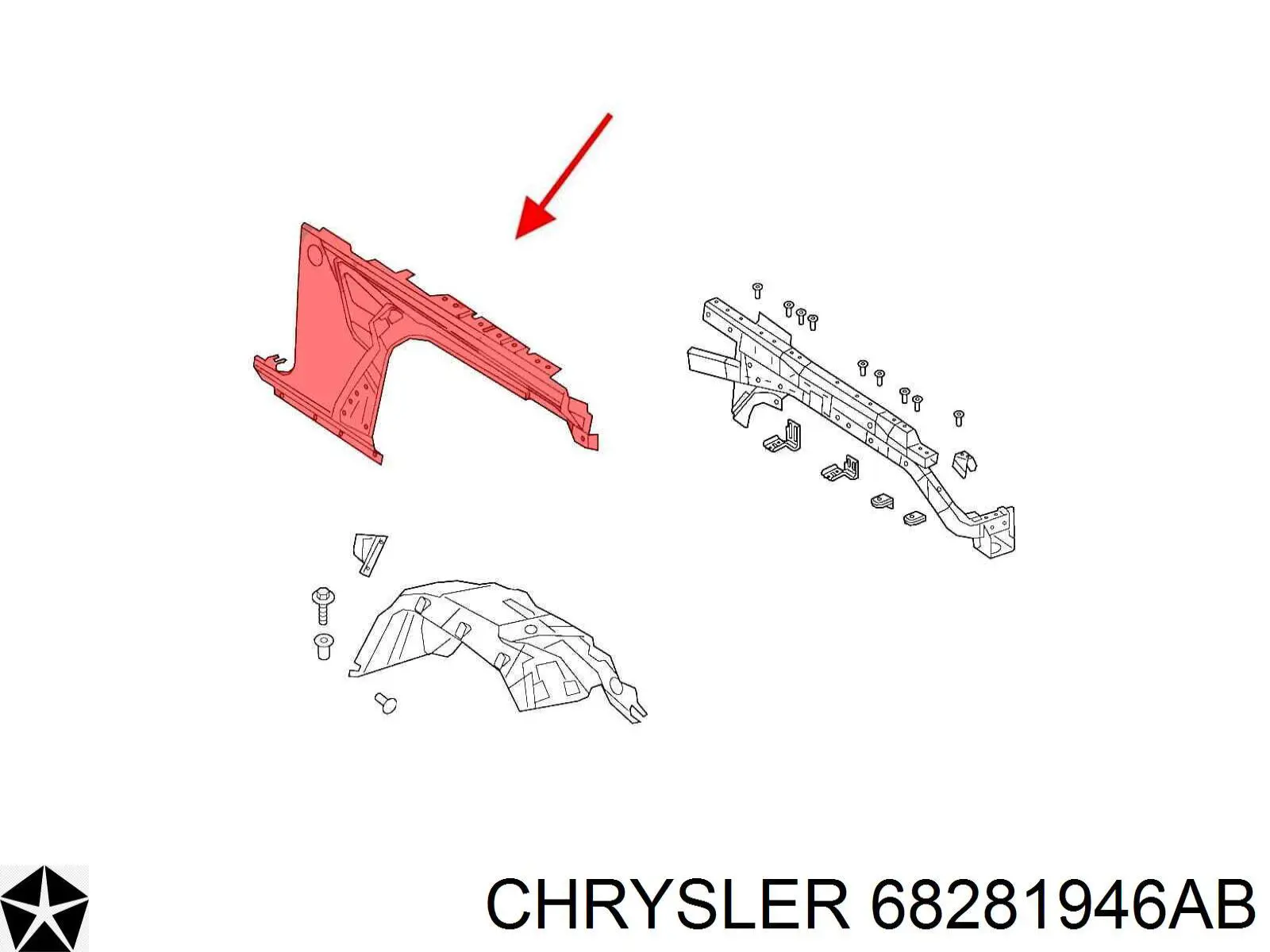 68281946AC Chrysler Pára-lama dianteiro direito
