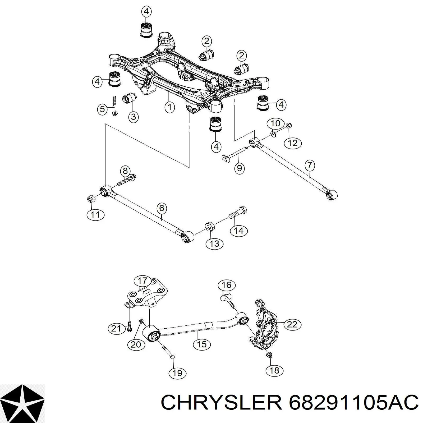 68291105AC Chrysler Pino moente (extremidade do eixo) traseiro esquerdo