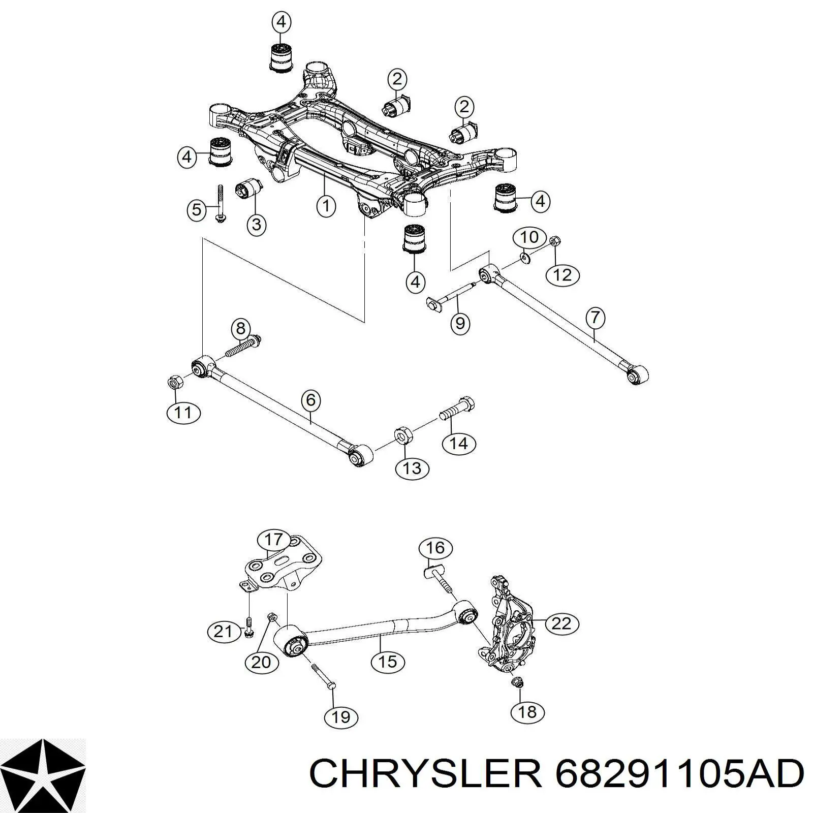 68291105AD Chrysler Pino moente (extremidade do eixo) traseiro esquerdo