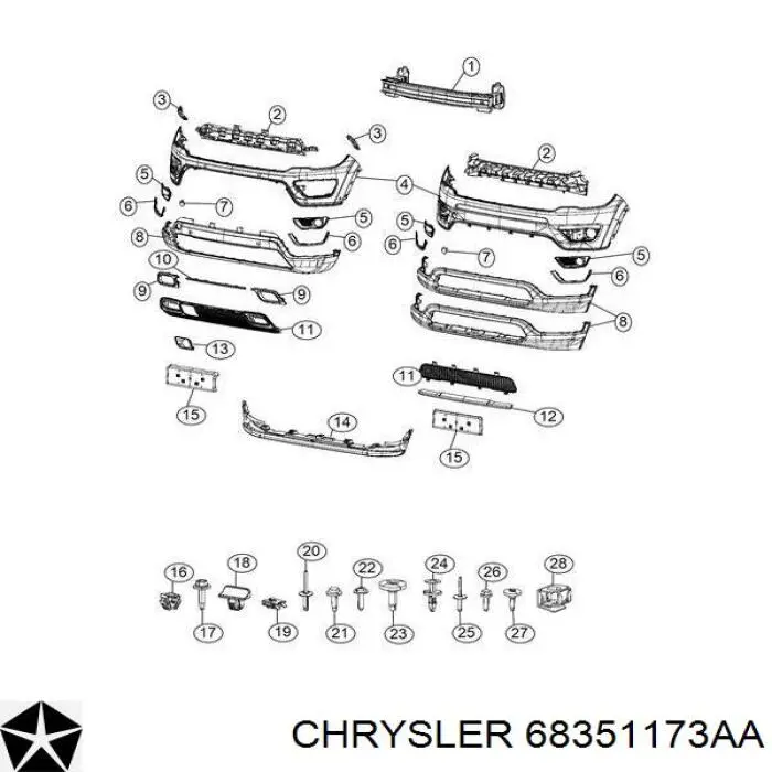 68351173AA Chrysler Pára-choque dianteiro, parte superior