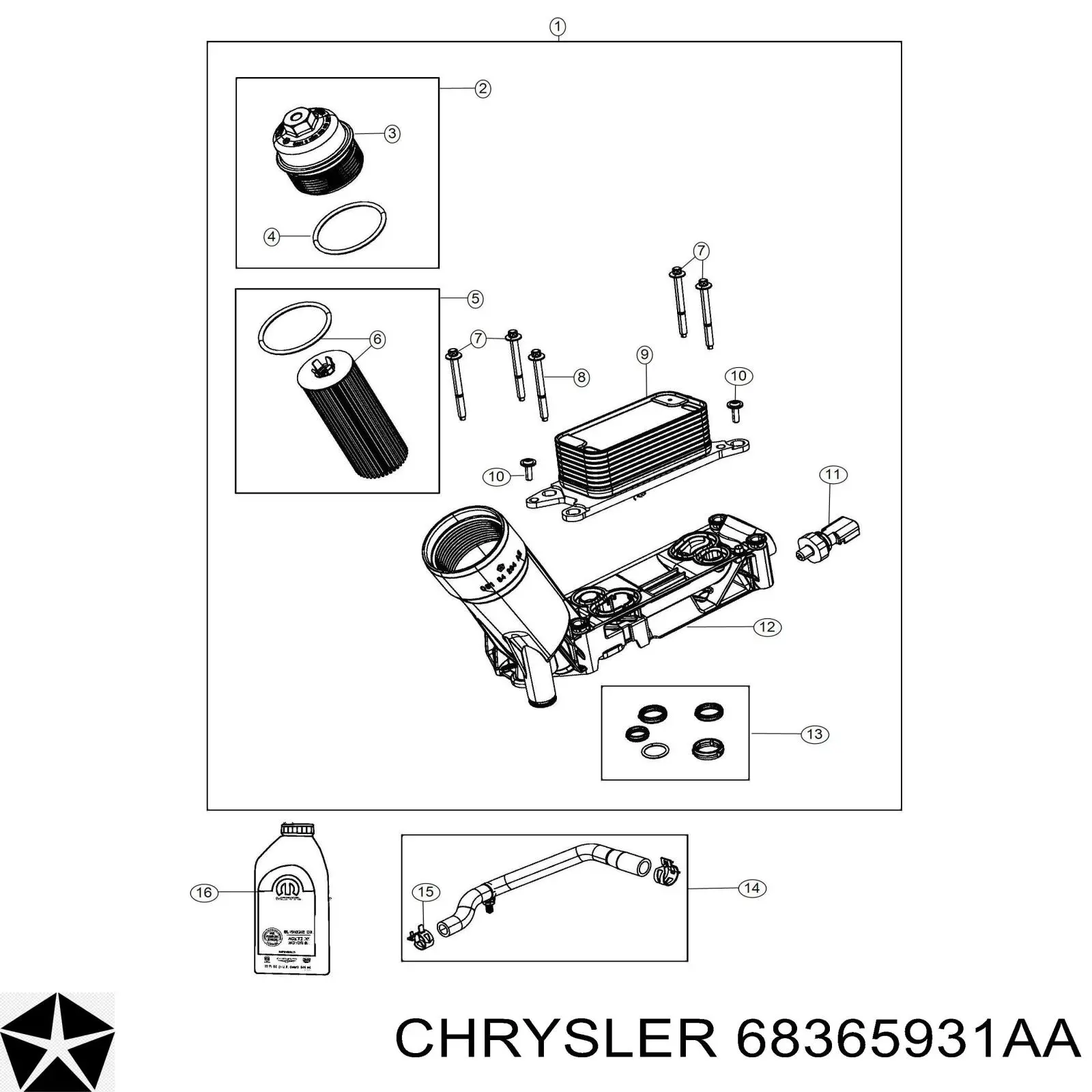 Caixa do filtro de óleo Chrysler 68365931AA preço, a partir de 223,37 USD
