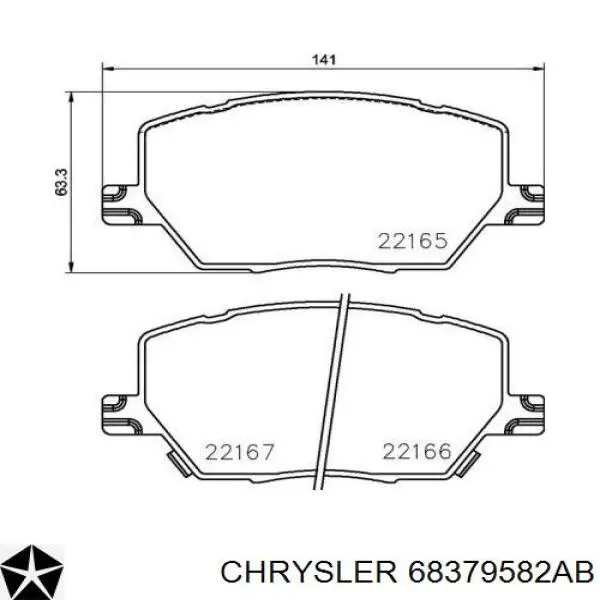 68379582AB Chrysler Sapatas do freio dianteiras de disco
