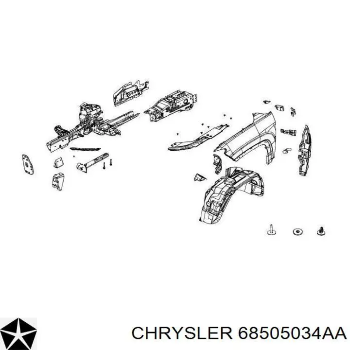 68505034AA Chrysler Guarda-barras direito do pára-lama dianteiro