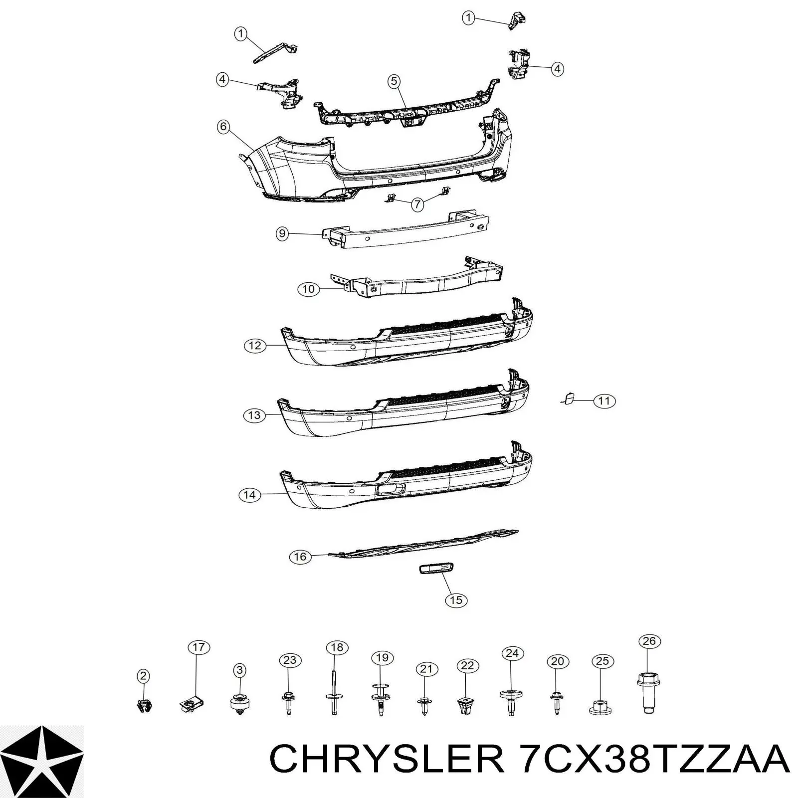 Pára-choque traseiro para Jeep Compass  MP